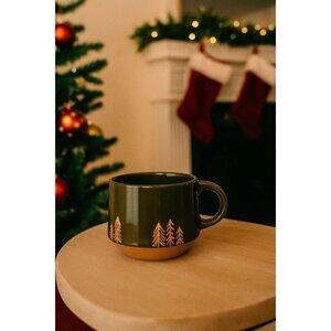 Project 62 Target Coffee Tea Mug Stoneware 16 oz Winter Pine Trees Olive Green